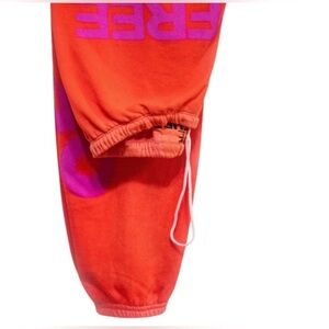 VTG CIRCA 99 Electric Orange Fluffy OG Lets Go Sweatpants ( Rare Sun Faded )
